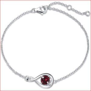 925 Sterling Silver Infinity Birthstone Bracelet with Lobster Claw Clasp